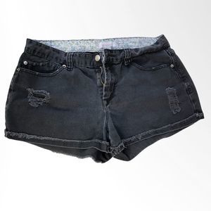 Forever 21 Distressed Black Denim Shorts